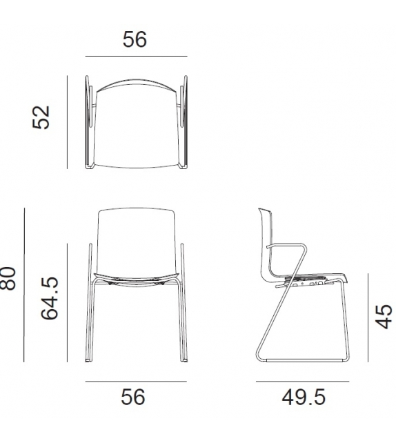 Catifa 46 Arper Chaise Avec Piètement Luge et Accoudoirs