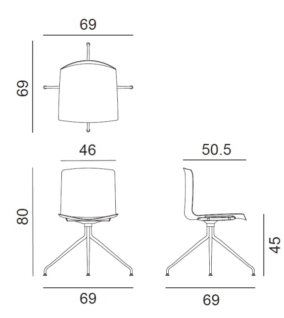 Catifa 46 Arper Chaise Sur Piètement Pivotant 