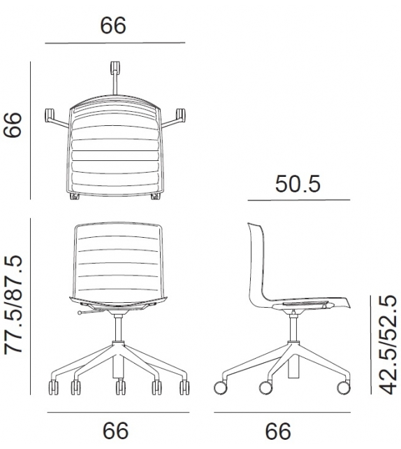 Catifa 46 Arper Chaise Rembourrée Avec Piètement à 5 Branches