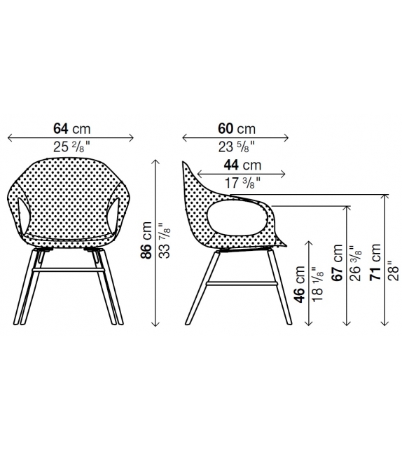 Elephant Kristalia Chaise Revêtue Avec Base En Bois