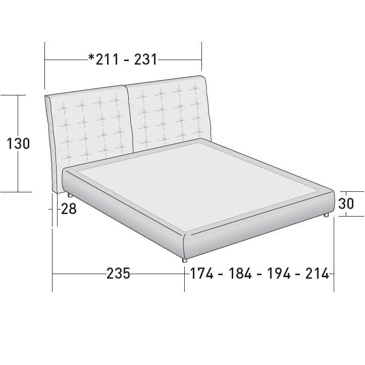 Angle Flou Bed - Milia Shop