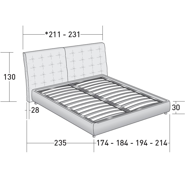 Angle Flou Bed - Milia Shop